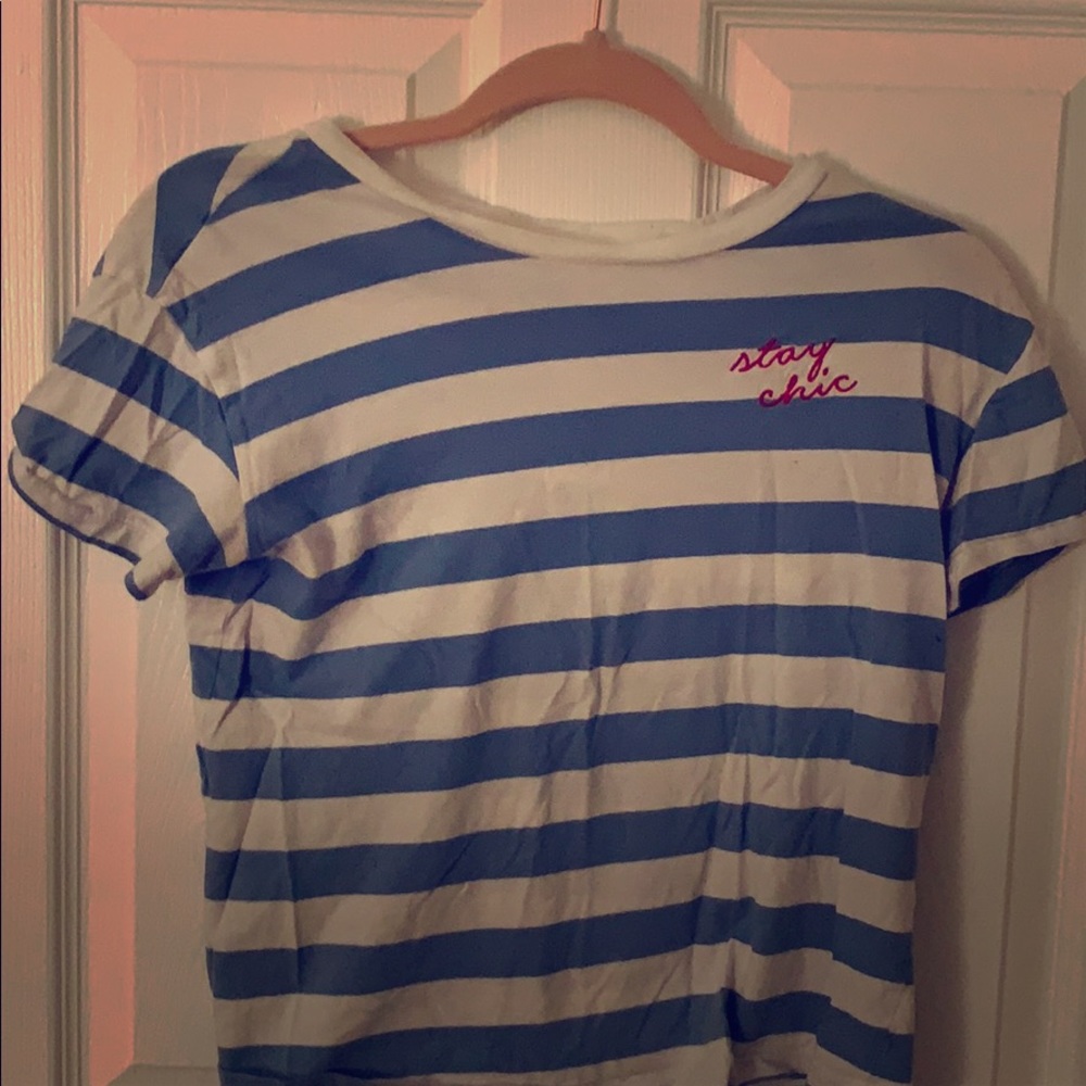 blue and white striped shirt